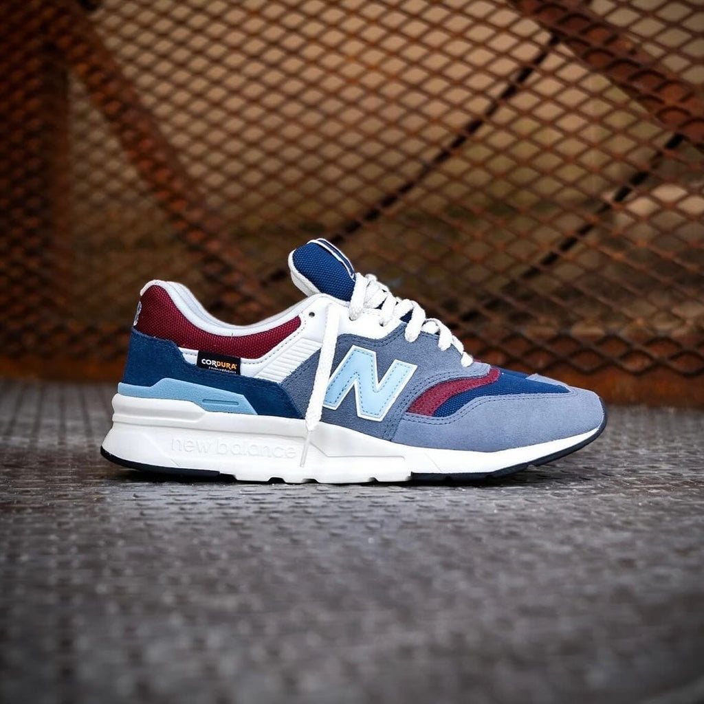 new Ba1an*e trainers grey blue maroon