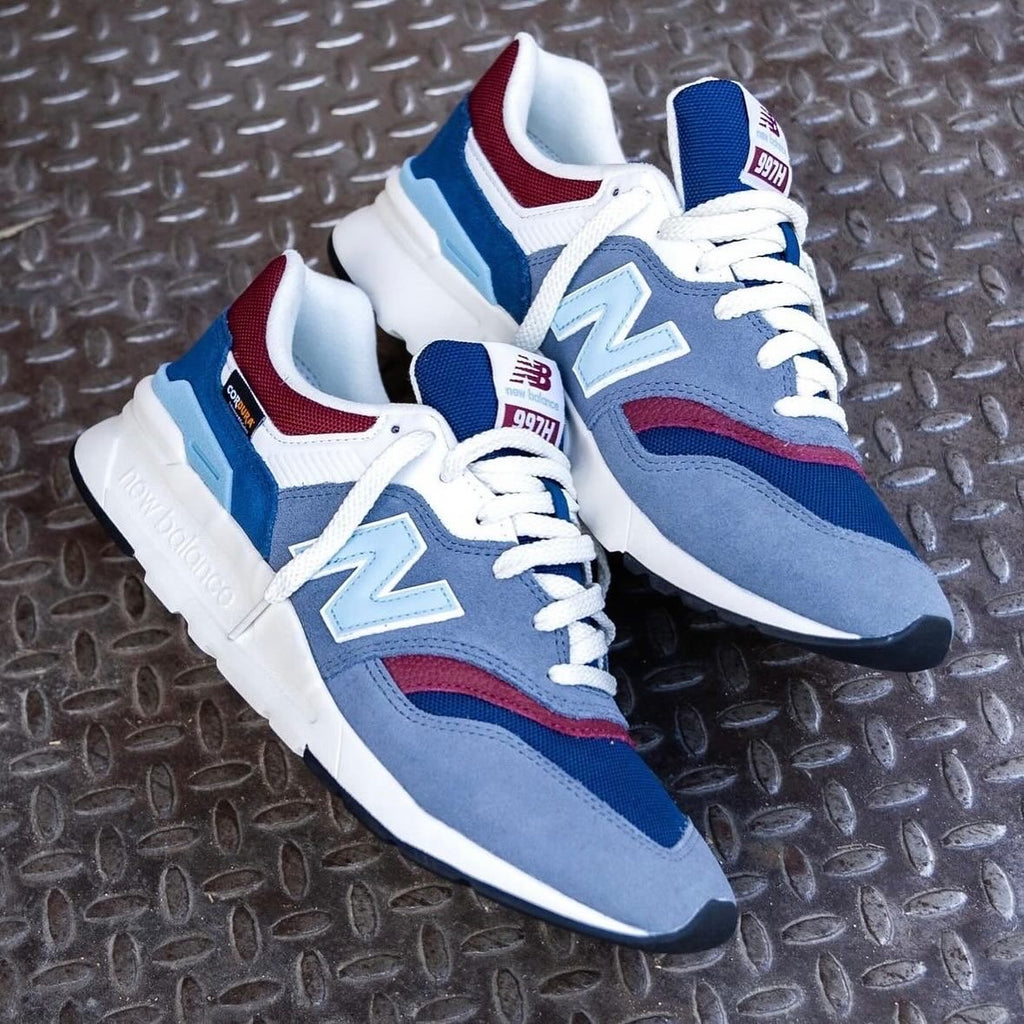 new Ba1an*e trainers grey blue maroon