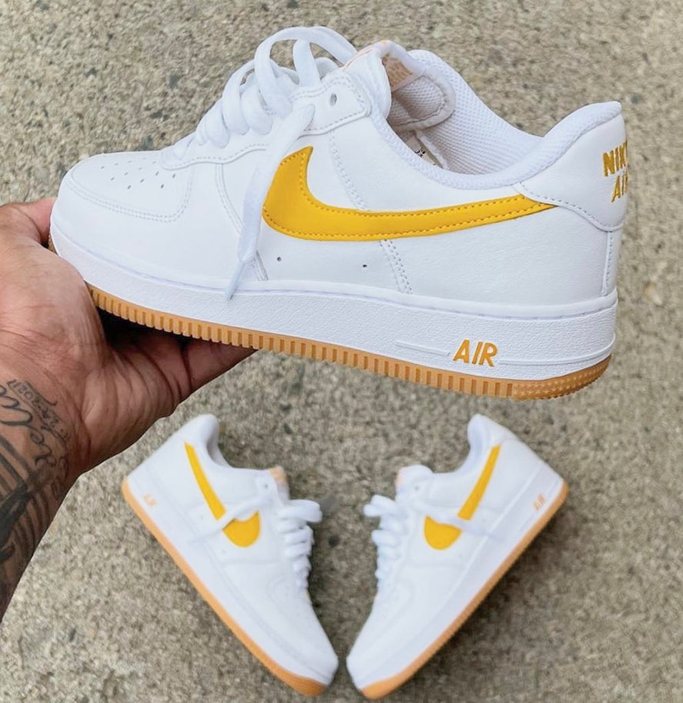 nike air force 1 white gold gum botT0m