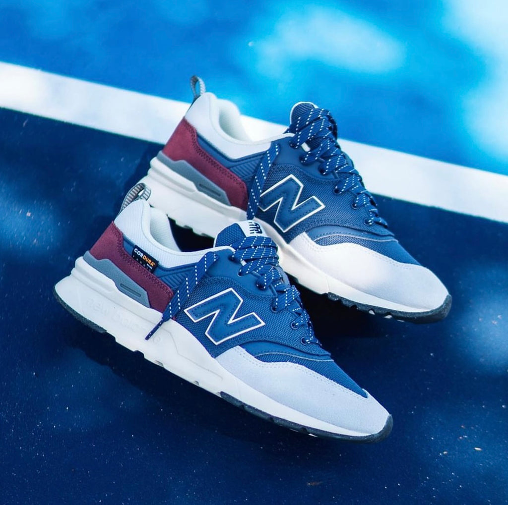 new Ba1an*e trainers navy maroon grey