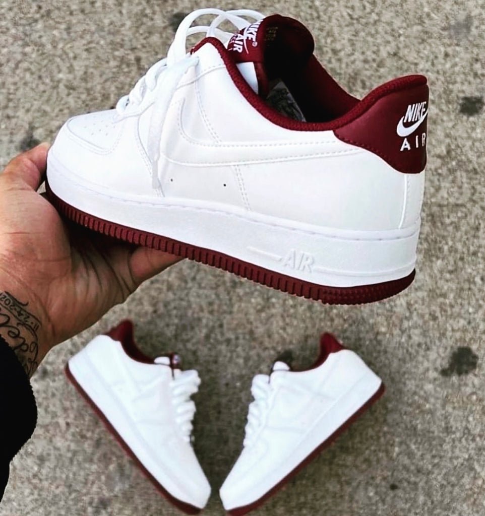nike air force 1 white maroon botT0m
