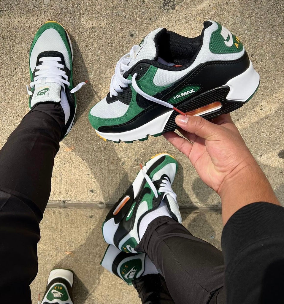 NIKE AIR MAX 90 WHITE BLACK GREEN