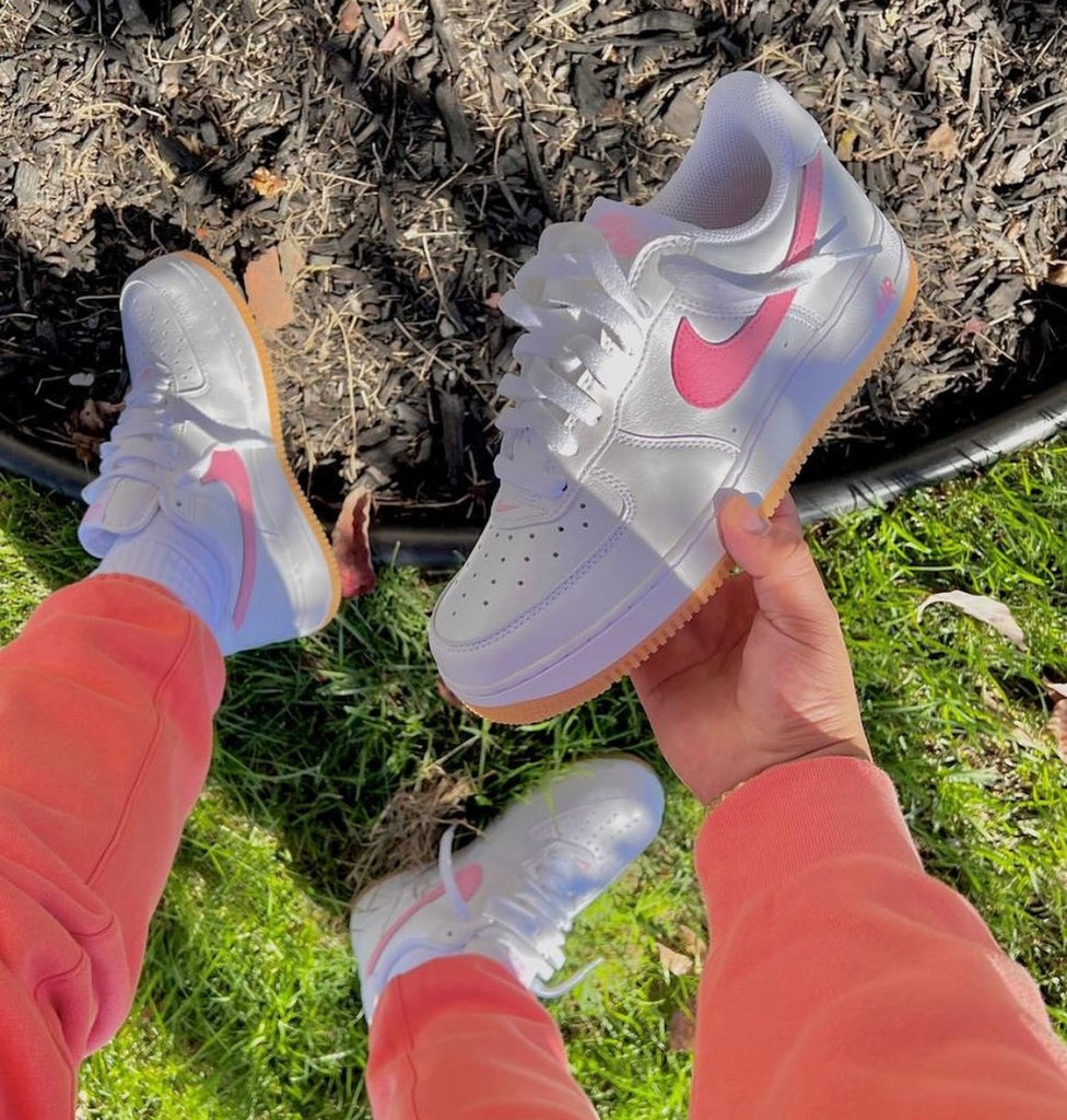 nike air force 1 white pink gum botT0m
