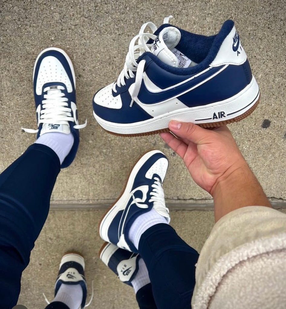 nike air force 1 white navy gum botT0m